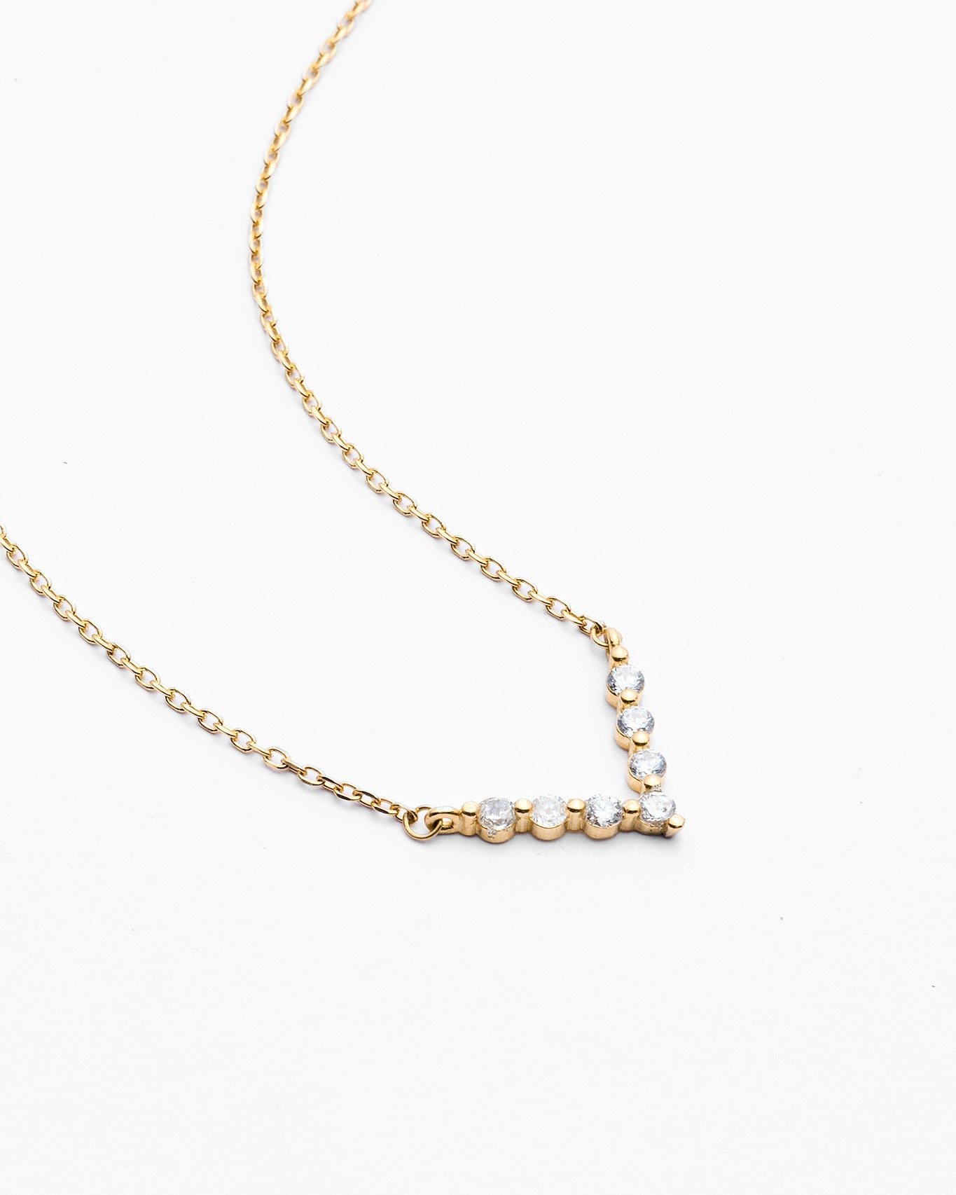 Minimalist Silver V Shape Gemstone Necklace  - Dainty Jewelry