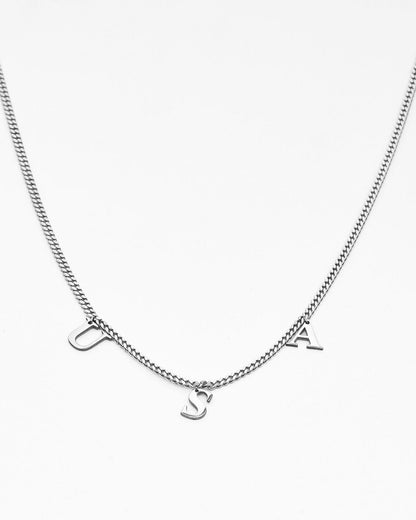 Drop Initial Pendant Necklace with Curb Chain - Initial Jewelry