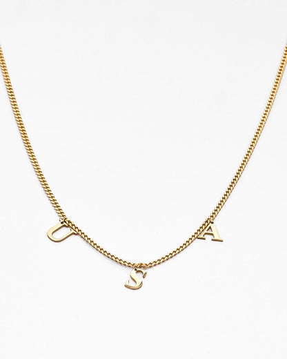 Timeless Layered Necklace Set, North Star Pendant & USA Letter Charms