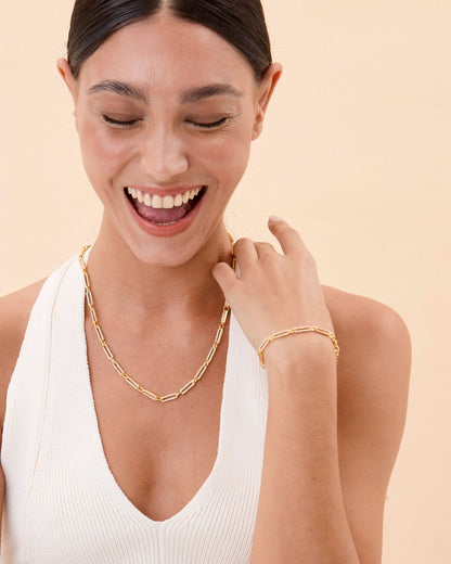 Pave Link Necklace, CZ Encrusted Rectangle Chain