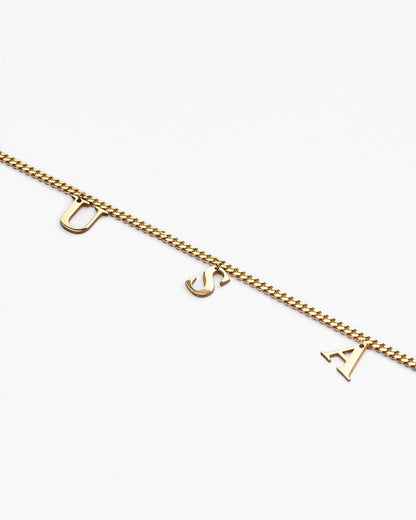 Drop Initial Pendant Necklace with Curb Chain - Initial Jewelry