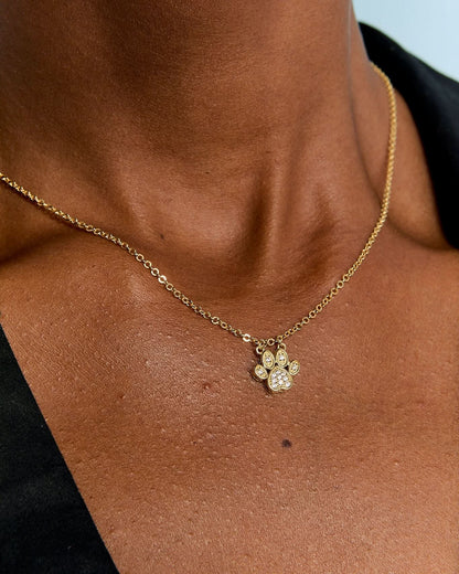 Silver Paw Print Necklace - Pet Jewelry