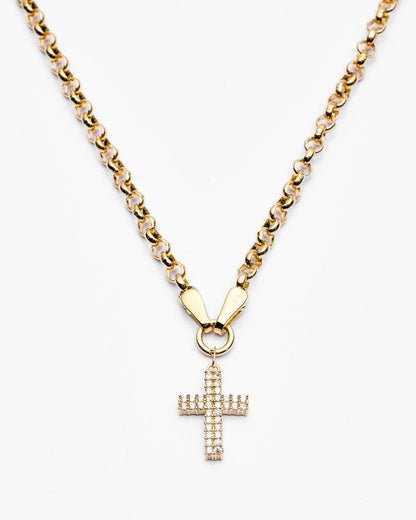 Elegant Cross Pendant & Geometric Charm Layered Necklace Set - Cross Jewelry