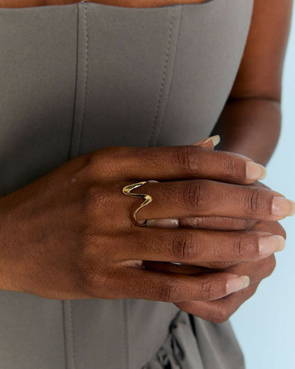 Wavy Sculptural Ring, Organic Minimalist Design