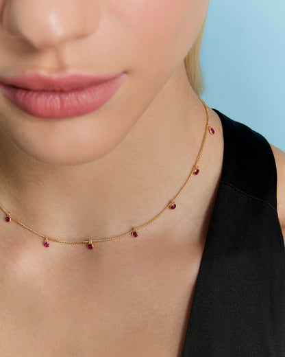 Birthstone Elegant Spaced Emerald Necklace
