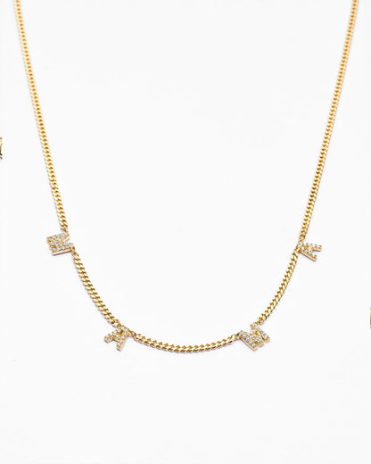 MAMA Letter Necklace with Curb Chain - Initial Jewelry