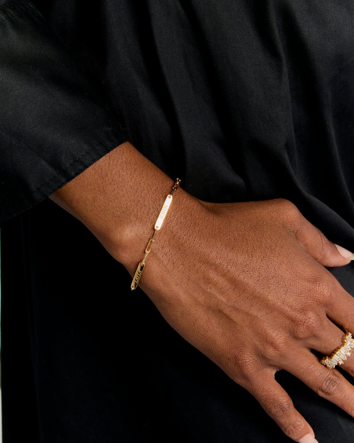 Silver Engraved Dainty Name Bar Bracelet - Name Jewelry