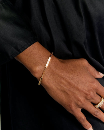 Silver Engraved Dainty Name Bar Bracelet - Name Jewelry