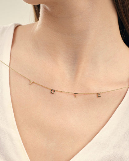 VOTE Initial Necklace, Personalized Letter Necklace - Vote Jewelry