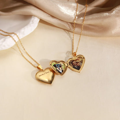 Personalized Heart Photo Locket Necklace