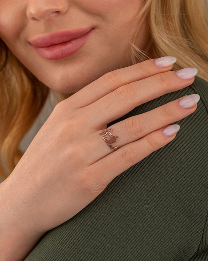 Custom Name Ring, Personalized Two Name Gold Ring