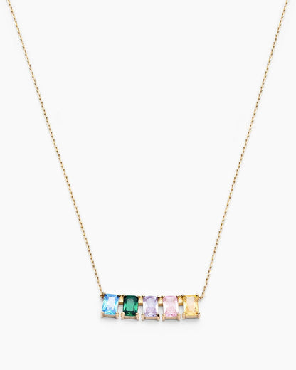 Personalized Baguette Birthstone Necklace - Birthstone Jewelry