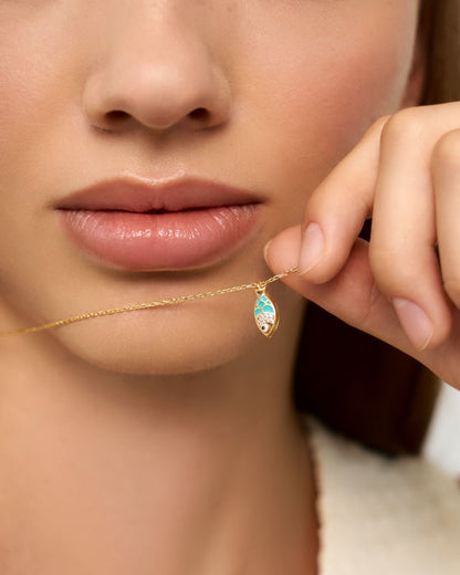 Gold Fish Pendant Necklace - Enamel Jewelry