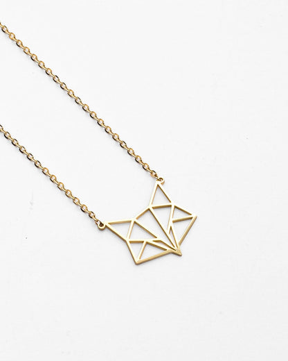 Geometric Origami Fox Necklace - 925k Sterling Silver
