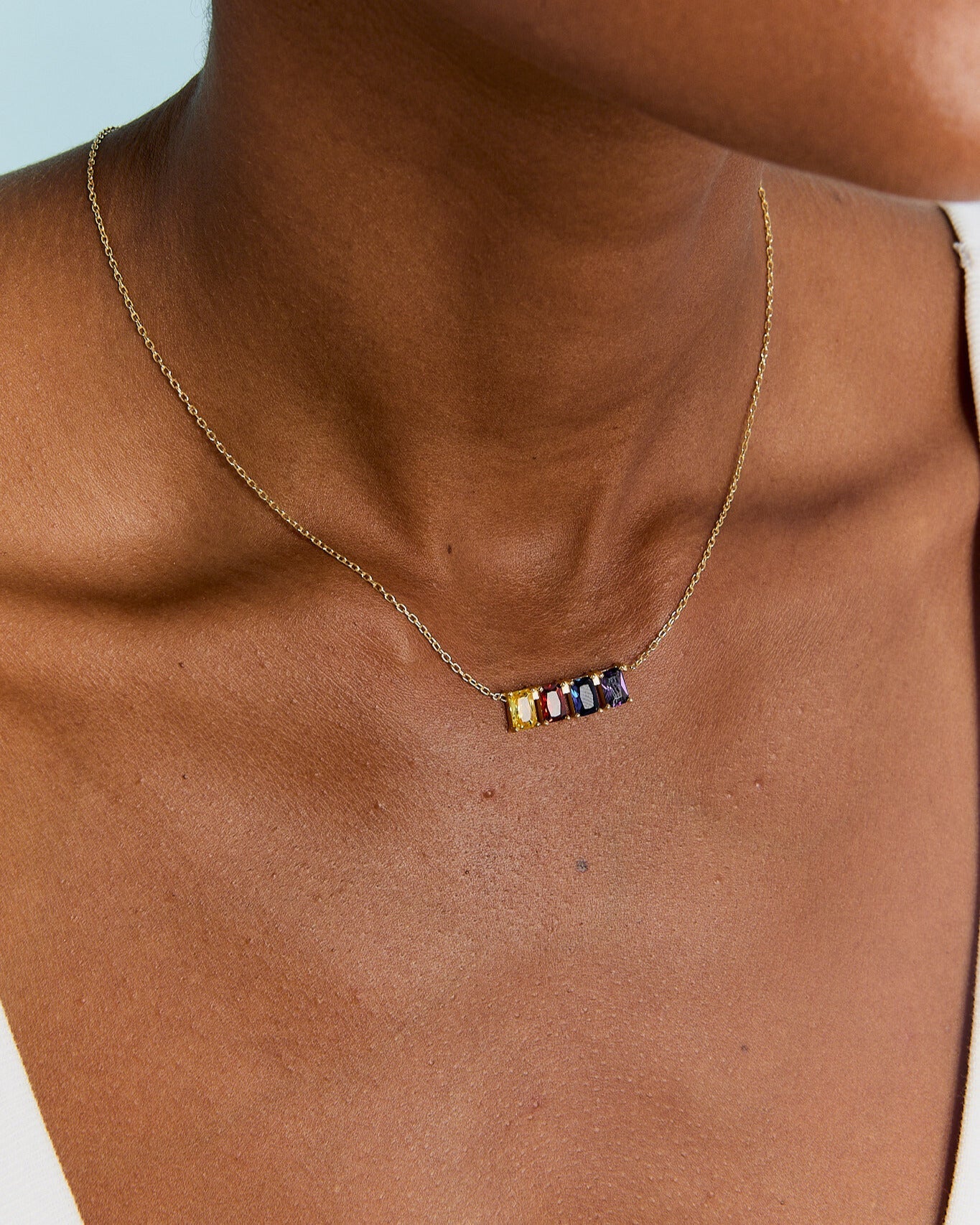 Personalized Baguette Birthstone Necklace - Birthstone Jewelry