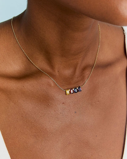 Personalized Baguette Birthstone Necklace - Birthstone Jewelry