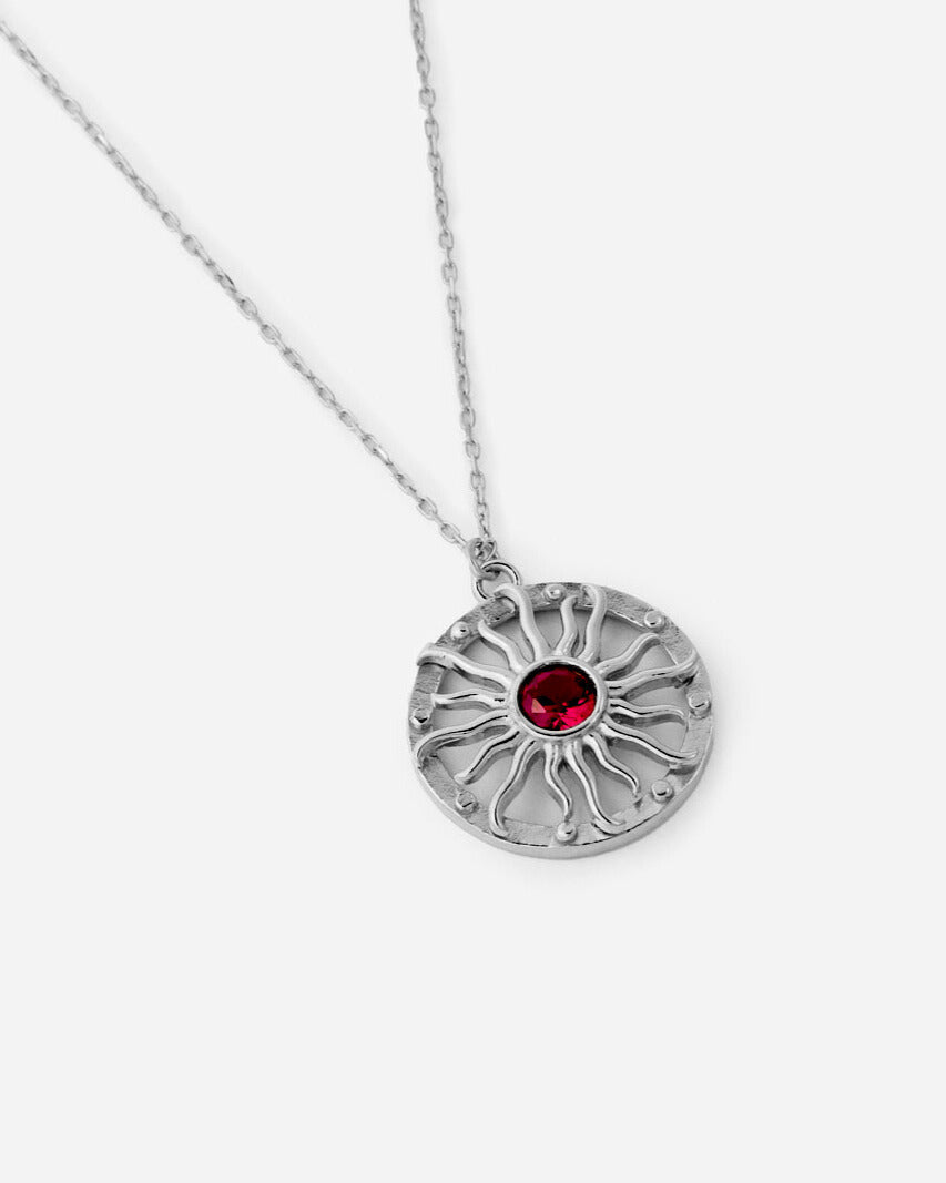 Dainty Birthstone Bohemian Sunburst Necklace