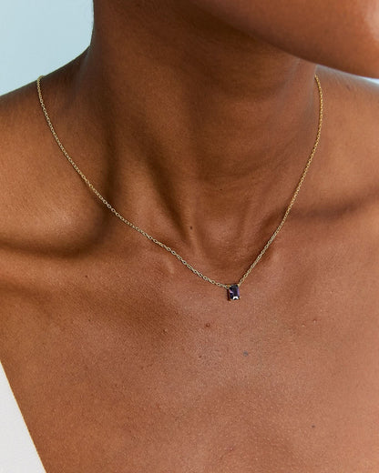 Personalized Baguette Birthstone Necklace - Birthstone Jewelry