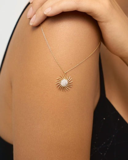 Dainty Sun Necklace Minimalist Celestial Pendant