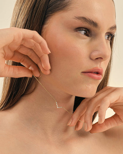 Minimalist Silver V Shape Gemstone Necklace  - Dainty Jewelry
