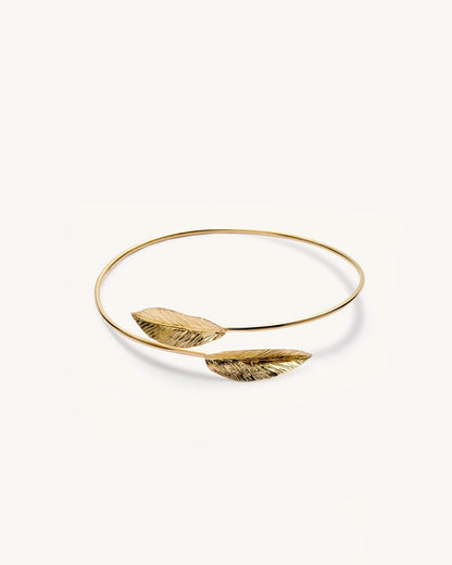 Leaf Cuff Bracelet Nature Inspired Minimalist Bangle - Women Jewelry