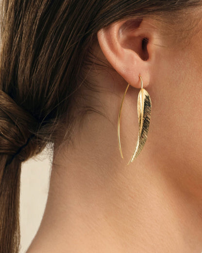 925K Vermeil Plated Silver Leaf Earring - Handmade Elegant Design