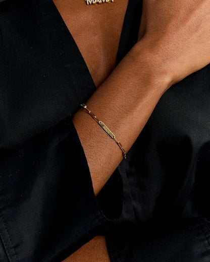 Silver Engraved Dainty Name Bar Bracelet - Name Jewelry