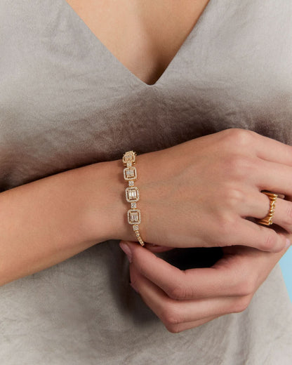 Delicate Baguette Gold Tennis Bracelet 925k - Tenni Jewelry