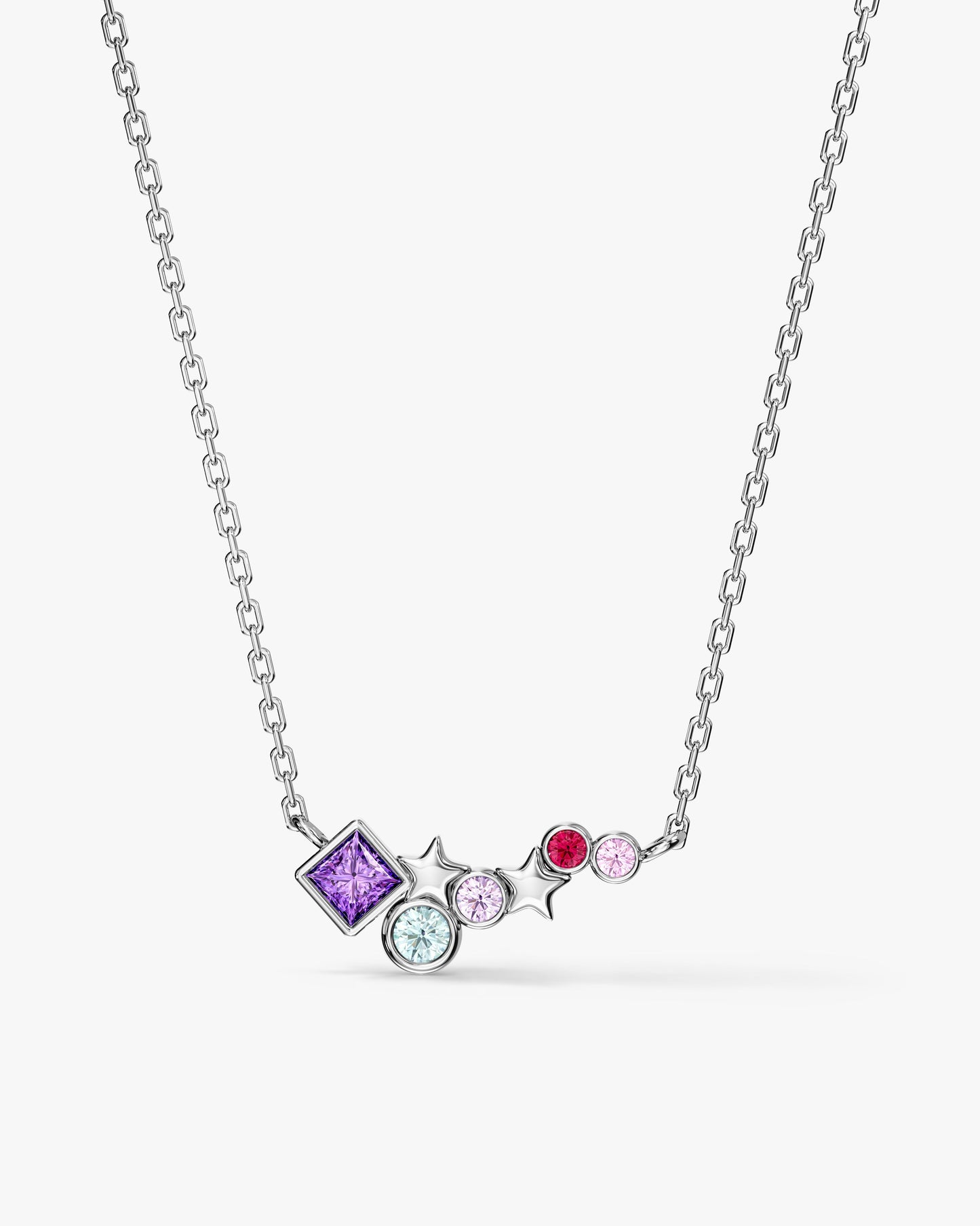 Star Birthstone Cluster Necklace