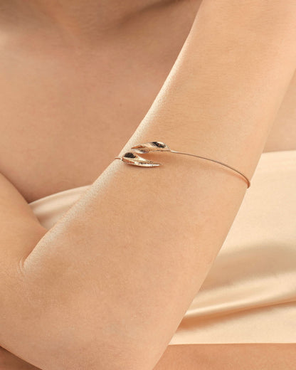Leaf Cuff Bracelet Nature Inspired Minimalist Bangle - Women Jewelry
