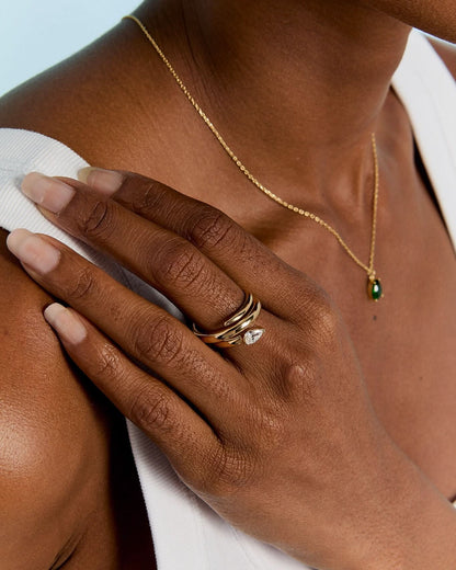 Sculptural Spiral Ring with Solitaire Stone
