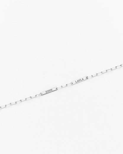 Silver Engraved Dainty Name Bar Bracelet - Name Jewelry