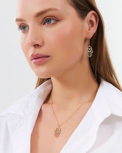 CZ Hamsa Hand Earrings, Dangle Jewelry