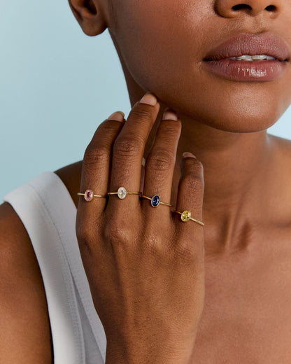 Personalized Dainty Birthstone Ring, Everyday Ring - Birthstone Jewelry