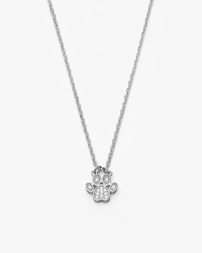 Silver Paw Print Necklace - Pet Jewelry