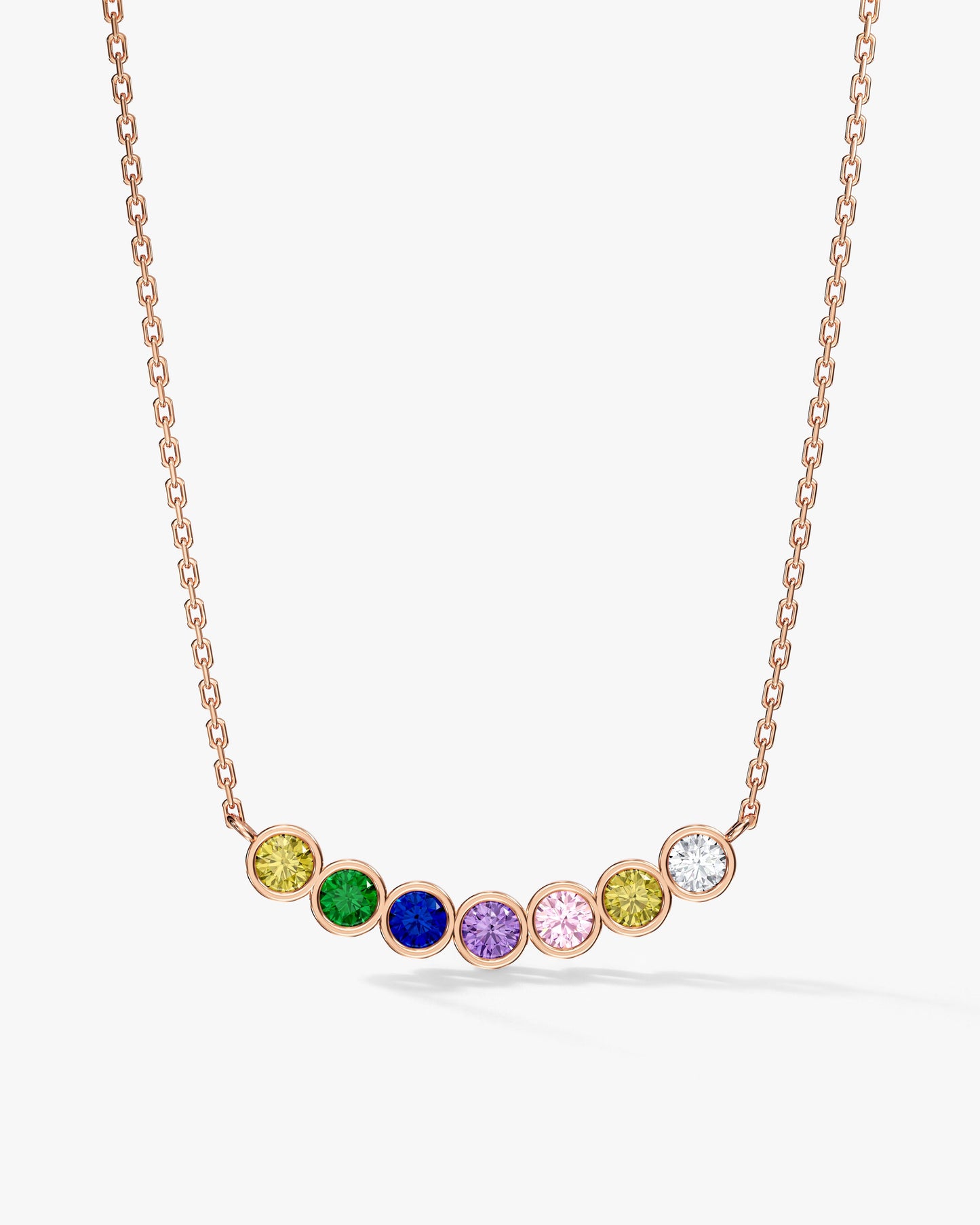 Bezel Set Round Birthstone Family Necklace