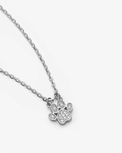 Silver Paw Print Necklace - Pet Jewelry