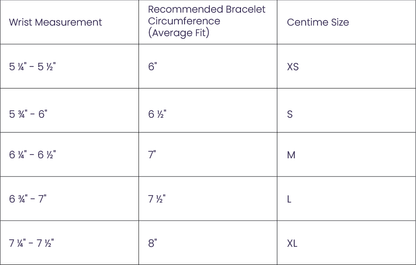 JWH bracelet size guide