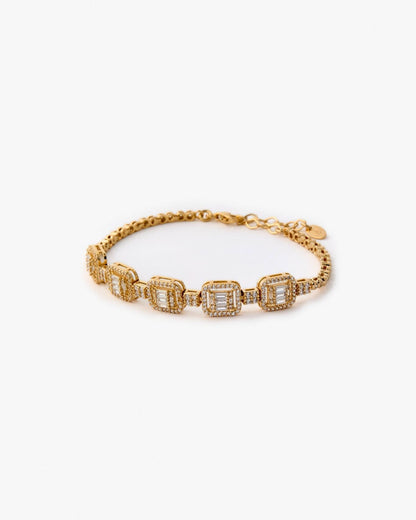 Delicate Baguette Gold Tennis Bracelet 925k - Tenni Jewelry