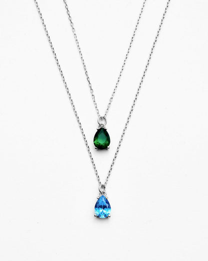 Dainty Silver Birthstone Necklace for Mom - Birthstone Jewelry