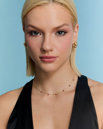 Birthstone Elegant Spaced Emerald Necklace