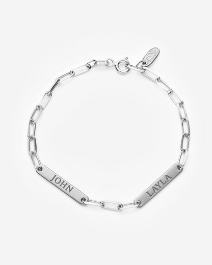 Silver Engraved Dainty Name Bar Bracelet - Name Jewelry