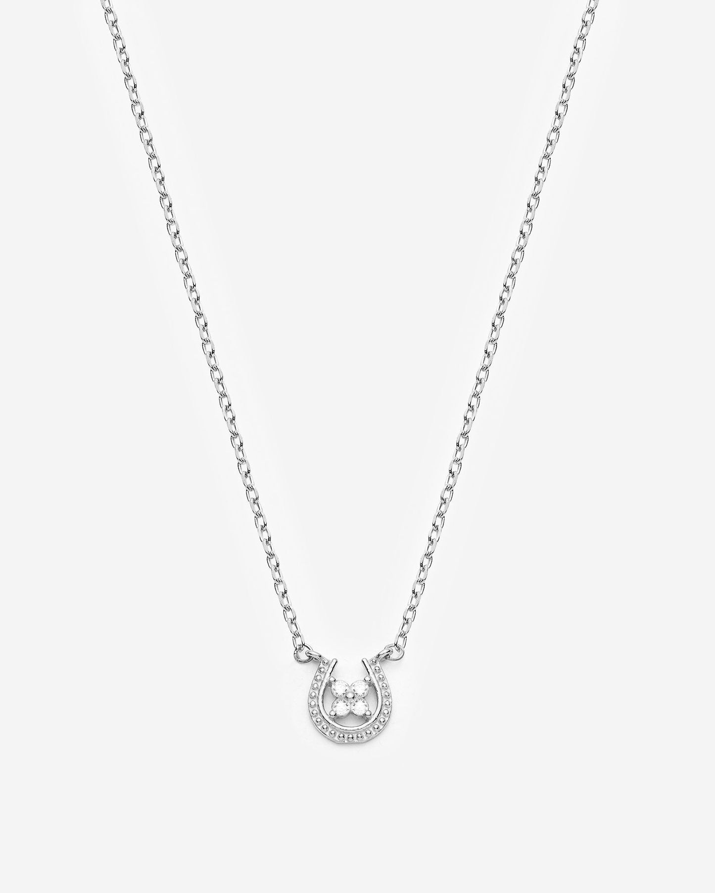 Lucky Horseshoe Pendant Necklace - 925k Sterling Silver