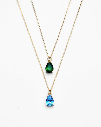 Dainty Silver Birthstone Necklace for Mom - Birthstone Jewelry