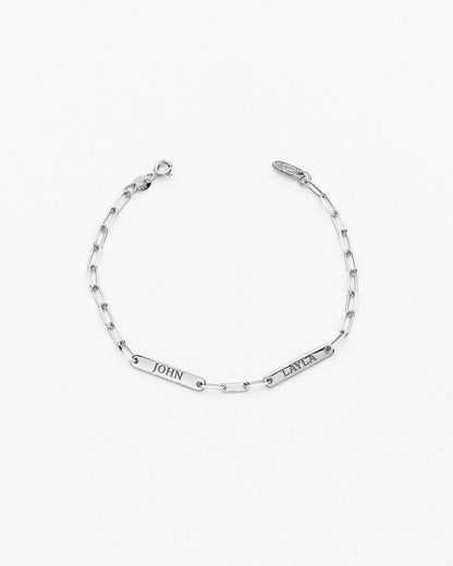 Silver Engraved Dainty Name Bar Bracelet - Name Jewelry