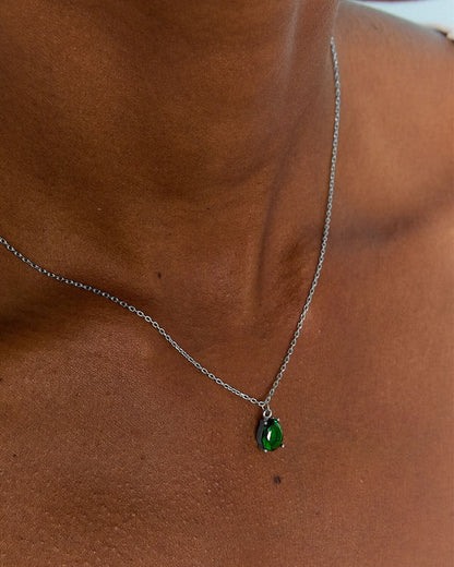 Dainty Silver Birthstone Necklace for Mom - Birthstone Jewelry