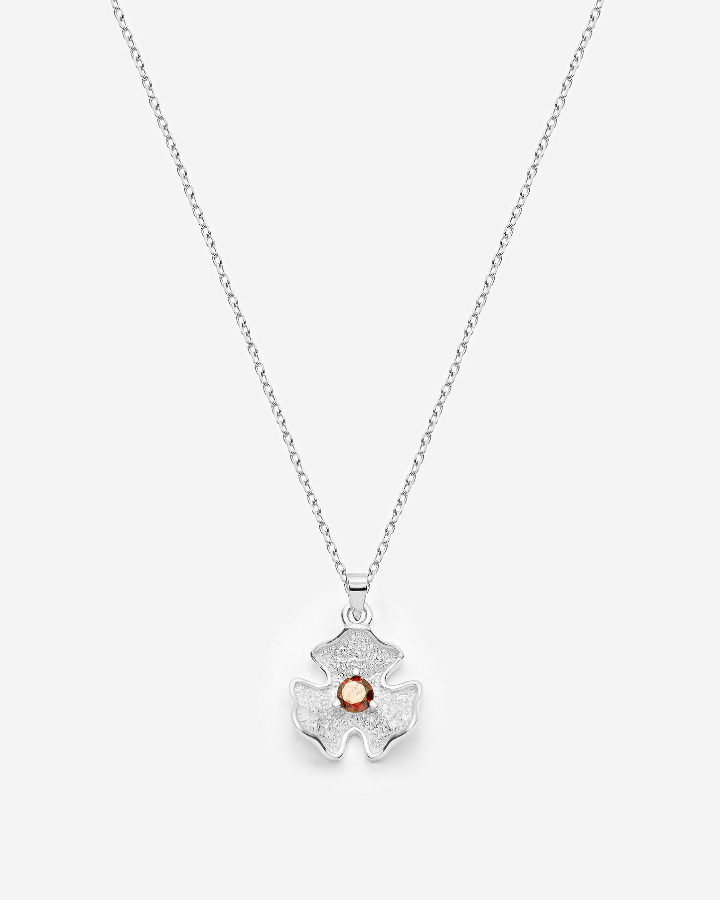 Abstract Floral Pendant Necklace with Birthstone