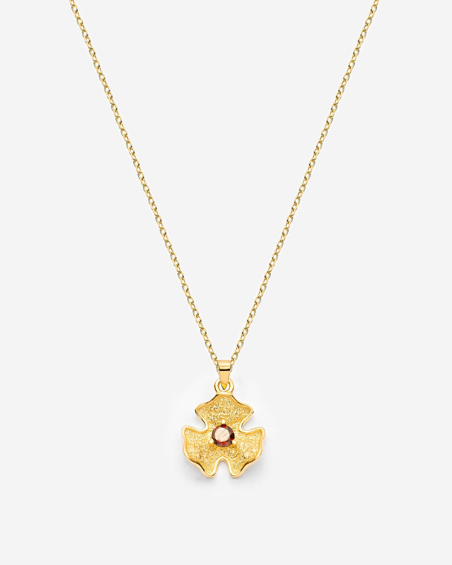Abstract Floral Pendant Necklace with Birthstone