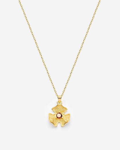 Abstract Floral Pendant Necklace with Birthstone