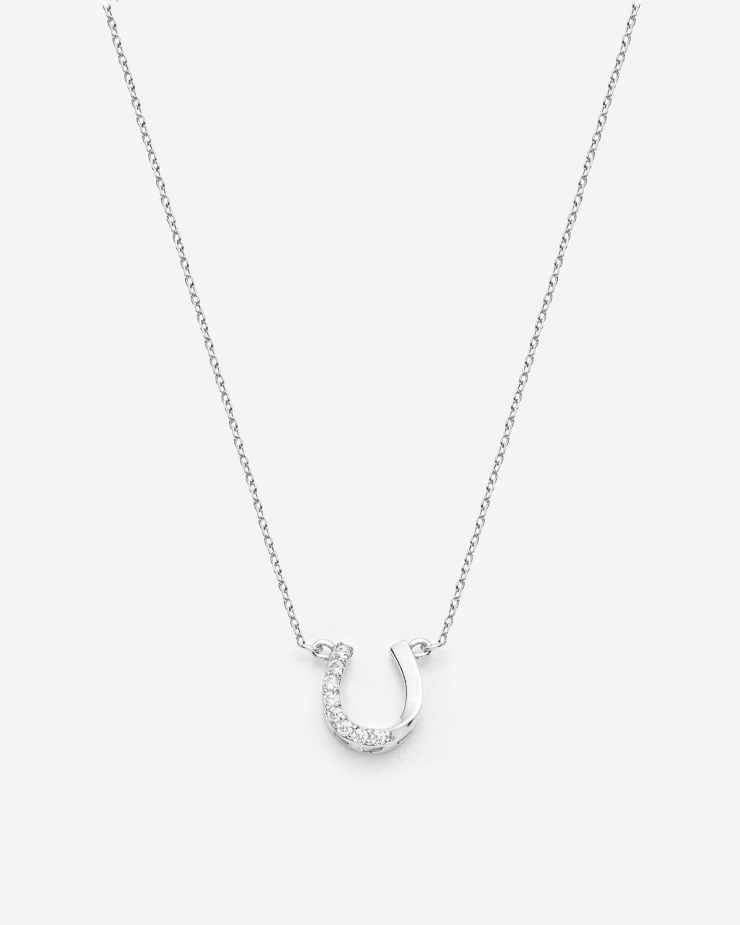 CZ Horseshoe Pendant Necklace - Lucy Jewelry